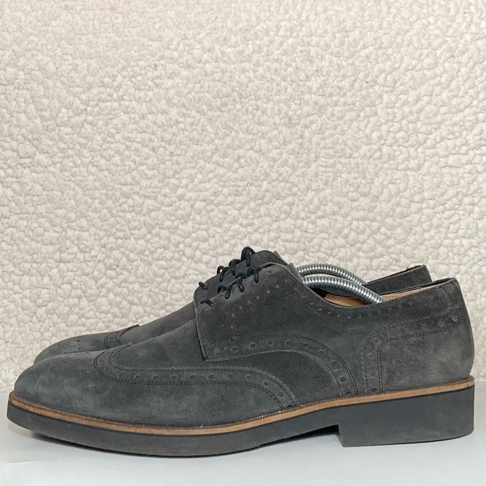 Gordon Rush Men's Grey Concord Leather Lace Up Wingtip Classic Dress Shoes SZ 12 - Picture 2 of 11